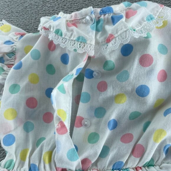 Vintage Cuddle Teen Girls Ruffled Polka Dot Dress Size 5 With Lace 5397 - Picture 6 of 10